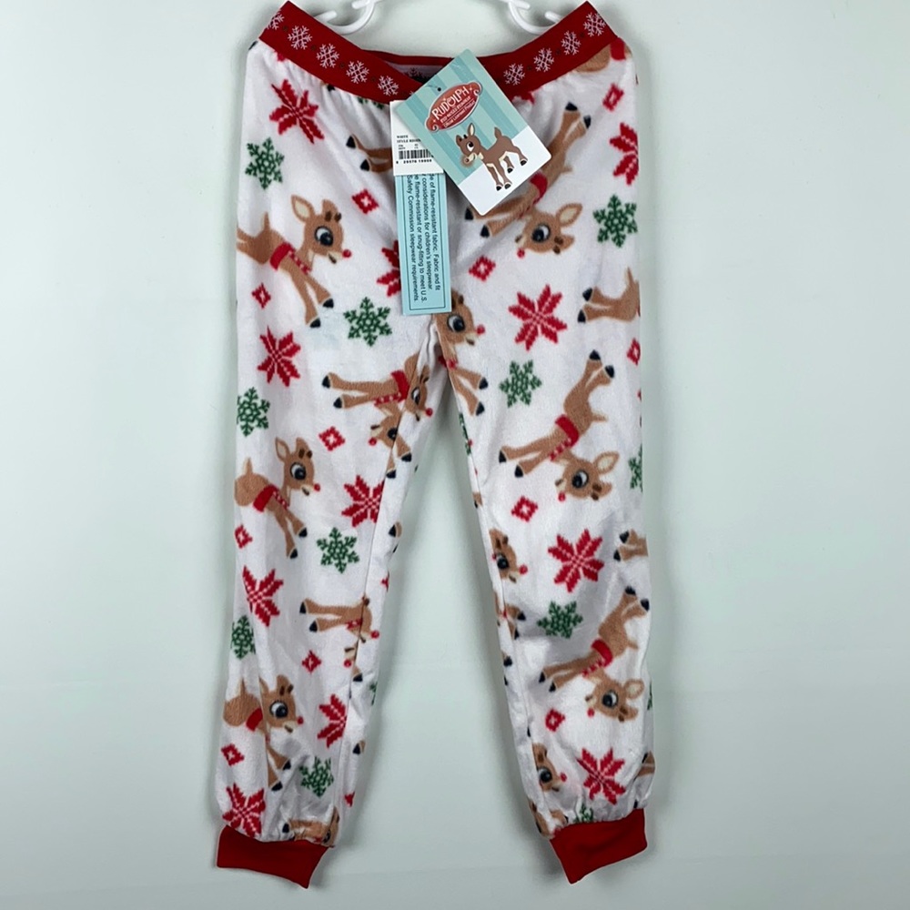 Rudolph girls pajamas pants fleece NWT small